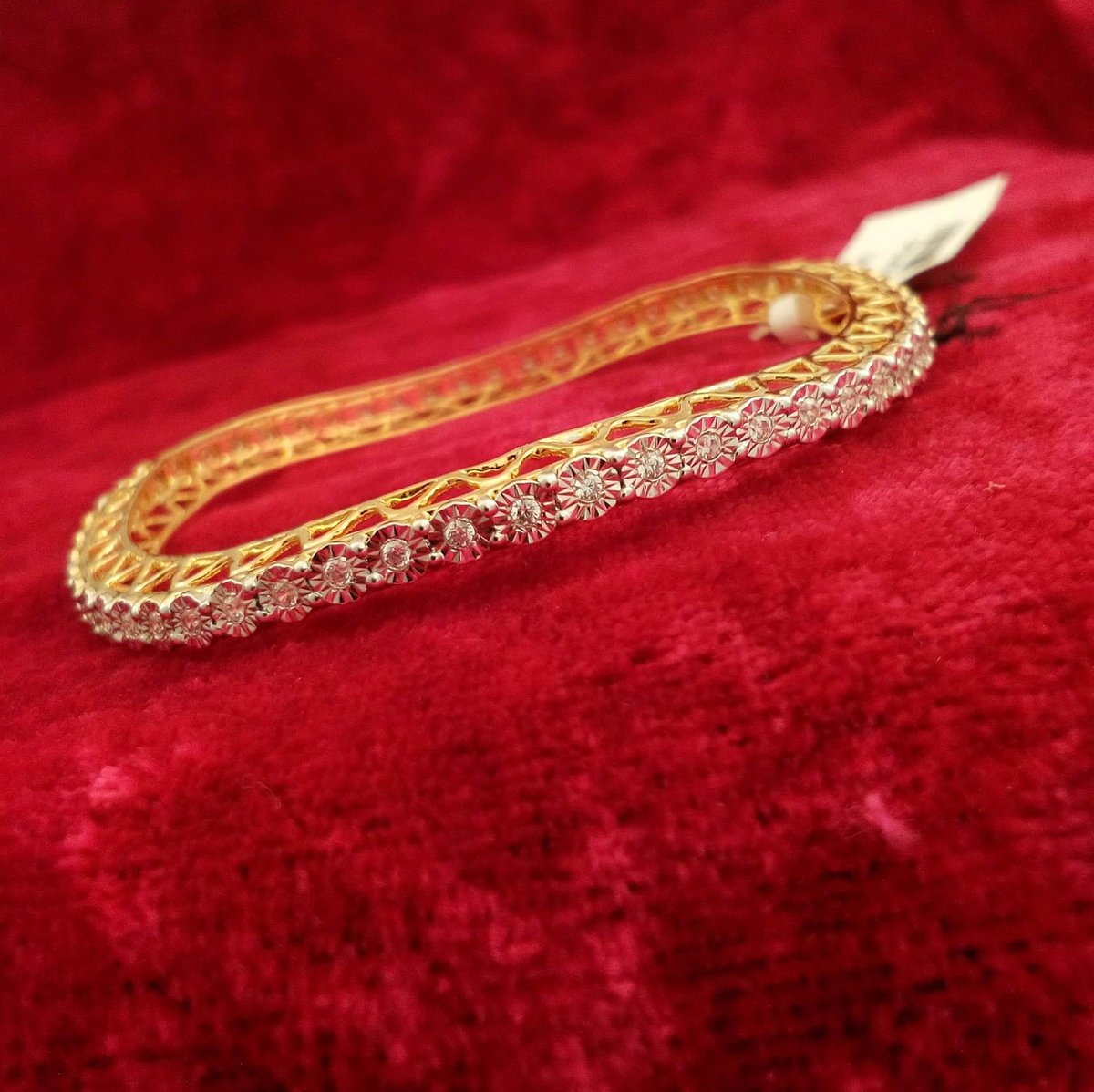 Diamond and gold bangle